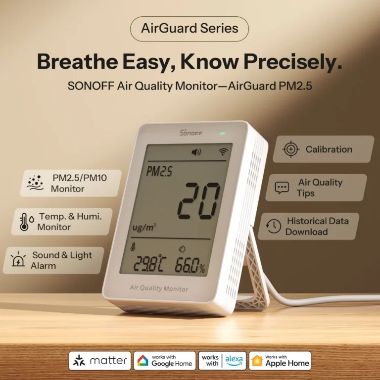 SONOFF AirGuard SAWF-07P เครื่องวัดคุณภาพอากาศ PM2.5/PM10 รองรับ Matter