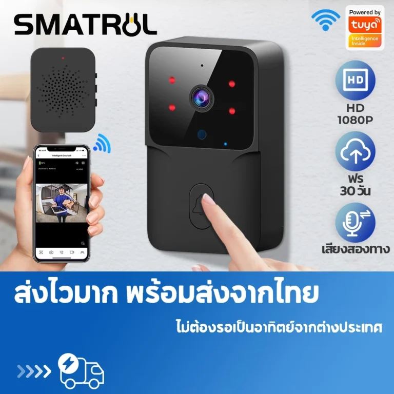 SMATRUL กล้องกริ่งประตูอัจฉริยะ Tuya WiFi ไร้สาย 1080P