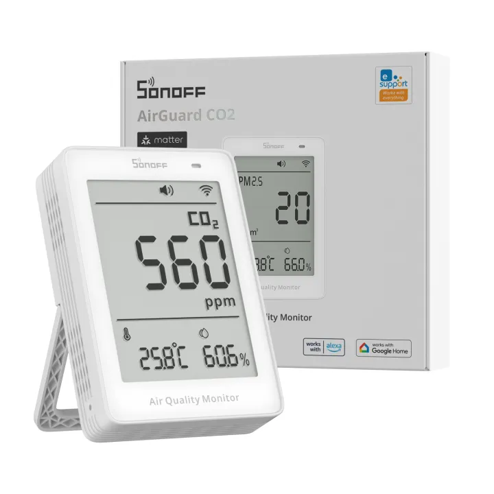 SONOFF AirGuard SAWF-08P เครื่องวัดคุณภาพอากาศ CO2 Matter over Wi-Fi