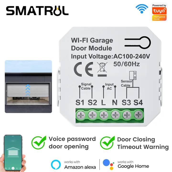 SMATRUL Tuya WiFi Garage Door Opener โมดูลควบคุมประตูม้วน