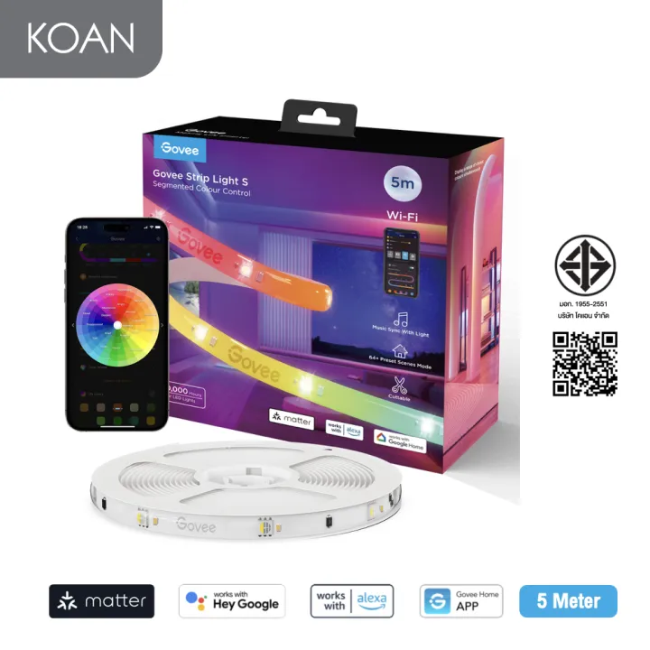 Govee RGBICW LED Strip Lights Matter Version (5M)