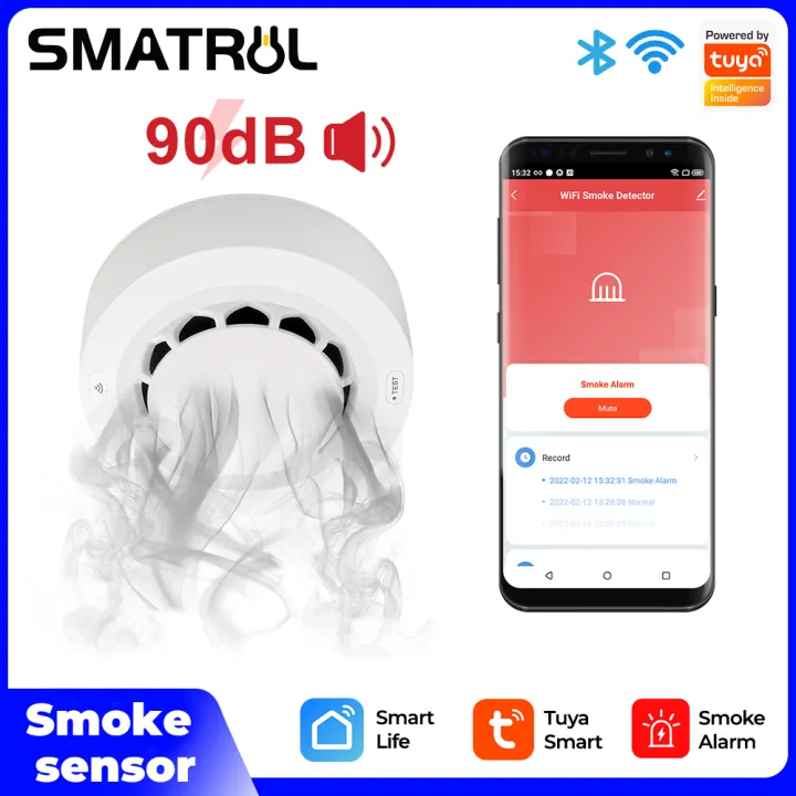 SMATRUL Tuya 90db ป้องกันอัคคีภัยเครื่องตรวจจับแจ้งเตือนควันอัจฉริยะ WiFi