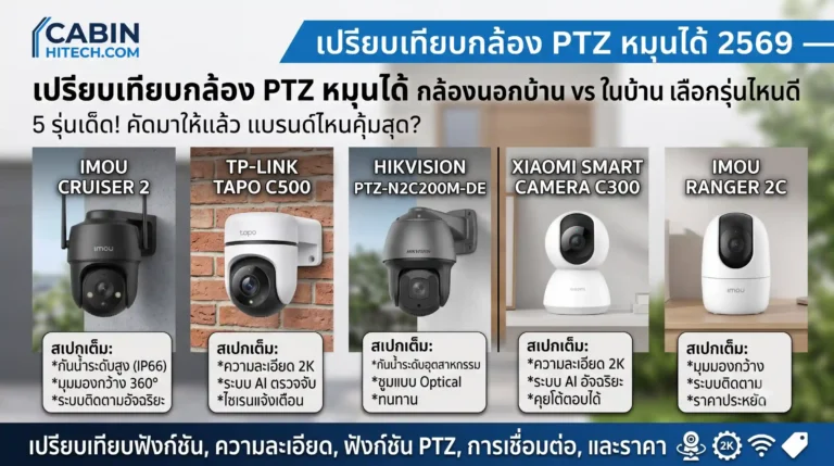 เปรียบเทียบกล้อง PTZ หมุนได้ 2569 — กล้องนอกบ้าน vs ในบ้าน เลือกรุ่นไหนดี